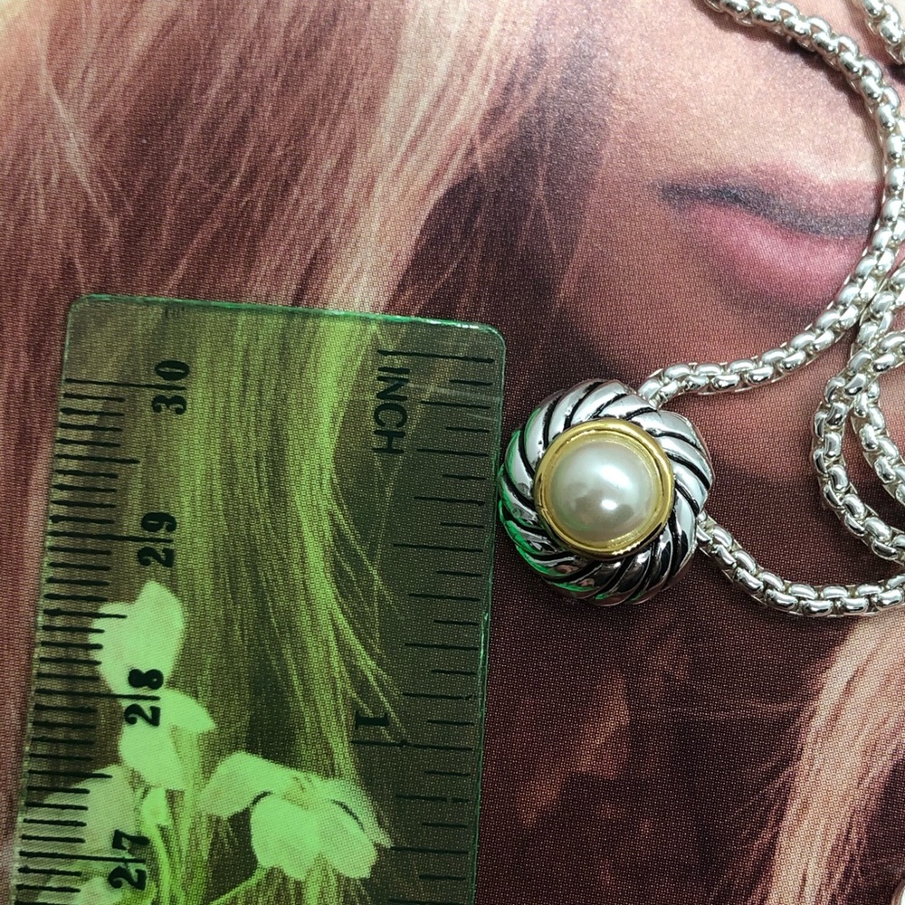 Silver Faux Pearl Necklace - Picture 4 of 4
